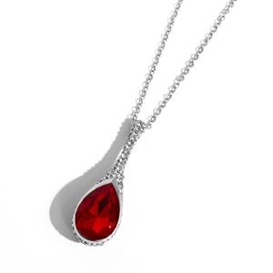Elegant Red Teardrop Pendant Necklace
